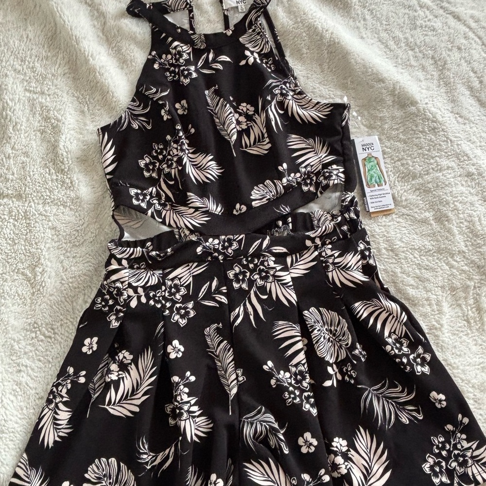 Black and White Floral Romper